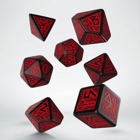 Dwarven RPG Dice Set Red & Black (7 stuks)