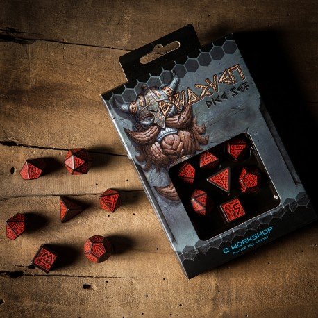 Dwarven RPG Dice Set Red & Black (7 stuks)