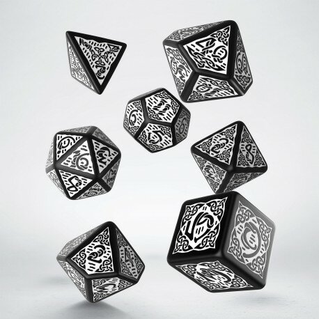 Celtic Dice Set Zwart & Wit (7)