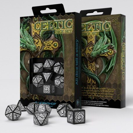 Celtic Dice Set Zwart & Wit (7)
