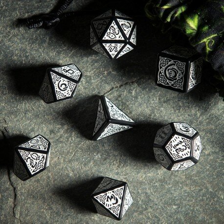 Celtic Dice Set Zwart & Wit (7)