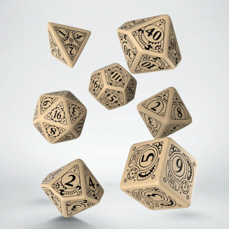 Steampunk Dice Set Beige & Black (7)