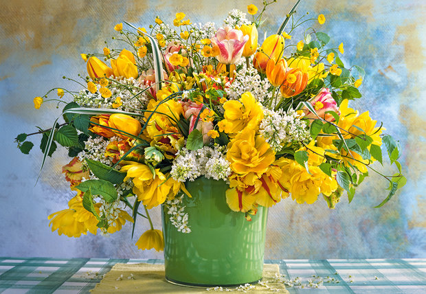 Spring Flowers in Green Vase - Puzzel (1000)