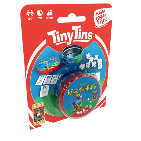 Tiny Tins: Regenwormen | Dobbel Reisspel | 999 Games