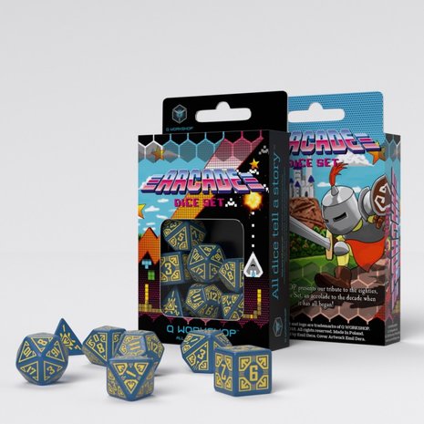 Arcade Dice Set Blue & Yellow (7)