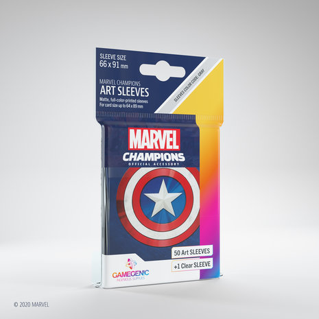 Gamegenic Marvel Champions Art Sleeves: Captain America (66x91mm) - 50+1