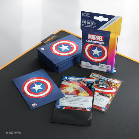 Gamegenic Marvel Champions Art Sleeves: Captain America (66x91mm) - 50+1