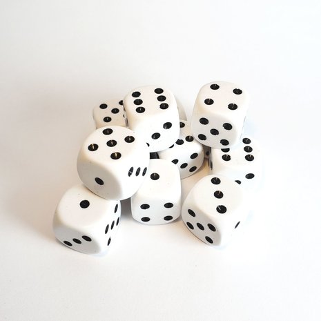 Dobbelsteen D6 (16mm) Opaque White/Black