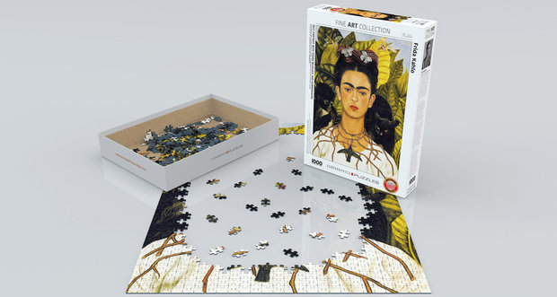 Self Portret with Thorn Necklace and Hummingbird, Frida Kahlo - Puzzel (1000)