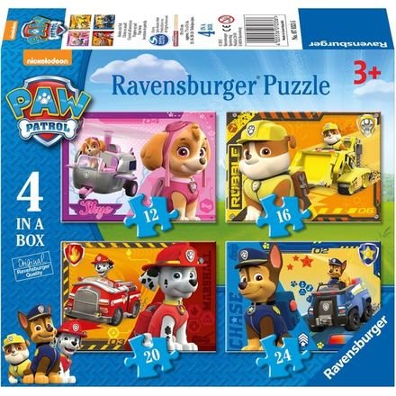 Paw Patrol: Puppies op Pad - 4 in a Box Puzzel (12+16+20+24)