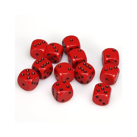 Dobbelstenen D6 (16mm) Opaque Red/Black