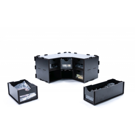 Black Paint Rack: Hoekstuk met lades