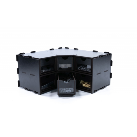 Black Paint Rack: Hoekstuk met lades