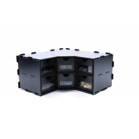 Black Paint Rack: Hoekstuk met lades
