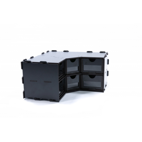 Black Paint Rack: Hoekstuk met lades