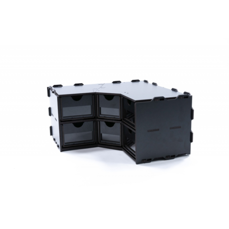 Black Paint Rack: Hoekstuk met lades