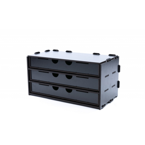 Black Paint Rack: Kastje met 3 lange laden