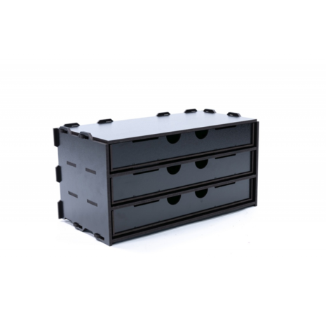 Black Paint Rack: Kastje met 3 lange laden