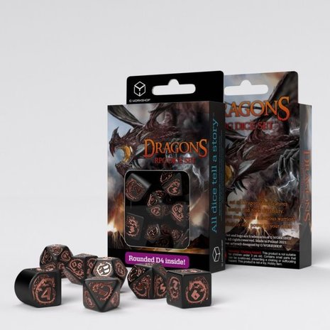 Dragons Modern Dice Set Black & Copper (7)