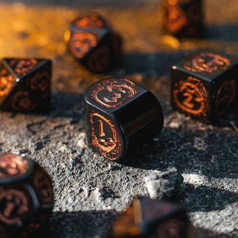 Dragons Modern Dice Set Black & Copper (7)