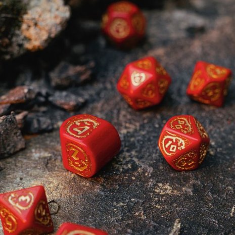 Dragons Modern Dice Set Red & Gold (7)