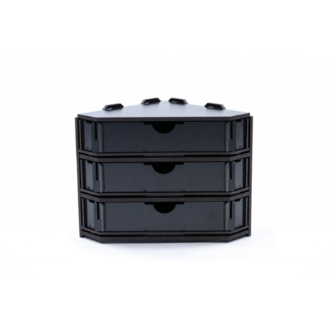 Black Paint Rack: Eindstuk met lades