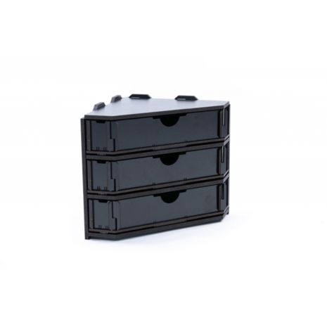 Black Paint Rack: Eindstuk met lades