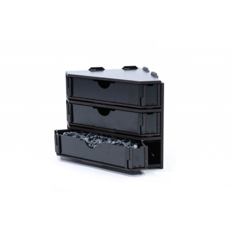 Black Paint Rack: Eindstuk met lades