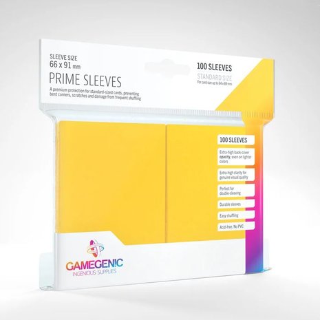 Gamegenic Prime Sleeves: Standard Size Yellow (66x91mm) - 100x