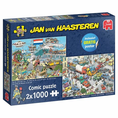 Verkeerschaos & Ter Land, ter Zee en in de lucht - Jan van Haasteren Puzzel (2x1000)