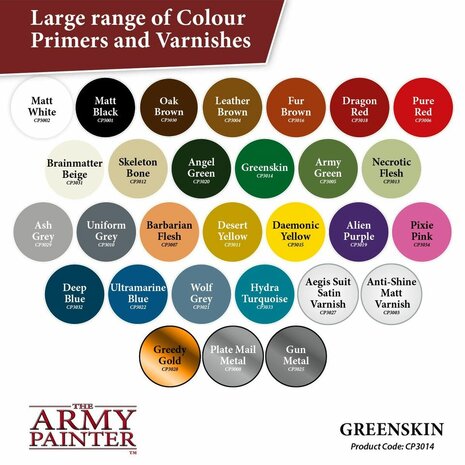 The name says it all... The perfect primer for all Orcs and Goblin armies. A strong green colour also useful for army projects 