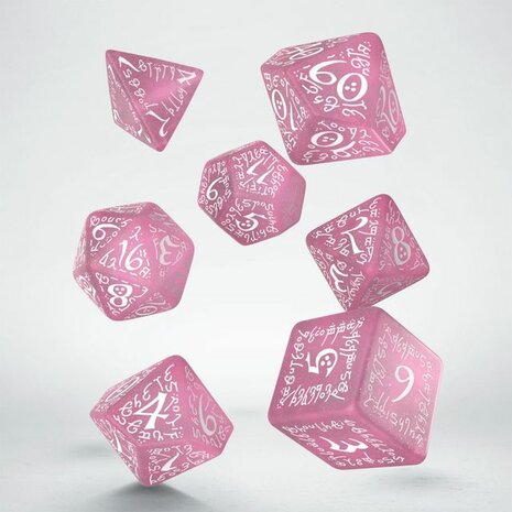 Elvish RPG Dice Set Shimmering Pink & White (7)