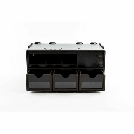 Black Paint Rack: Middenstuk (Stekkerdoos en ladekastje met lage lades)