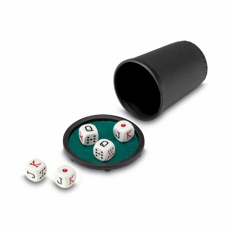 Dobbelset Poker Chapeau (Beker met deksel, 5 Pokerstenen)