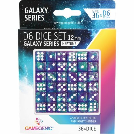 Dobbelstenen Galaxy Series Neptune - D6 - 12mm - 36 stuks