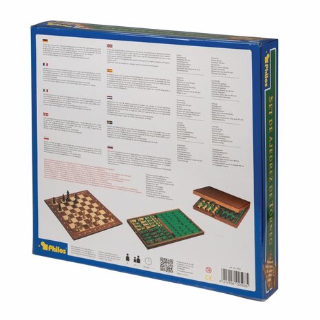 Luxe Toernooi Schaakset (50 x 50cm) – Houten Bord en Staunton Stukken – Philos 2503​