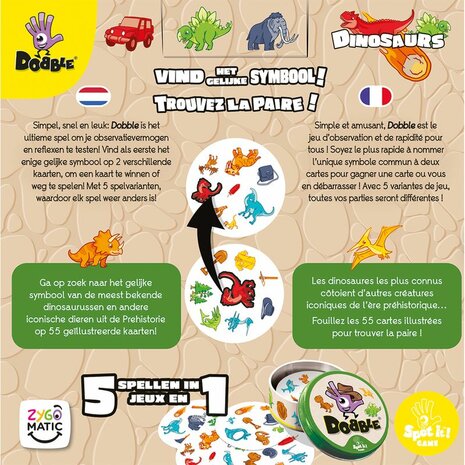 Dobble Dinosaurs – Reactiespel van Zygomatic​