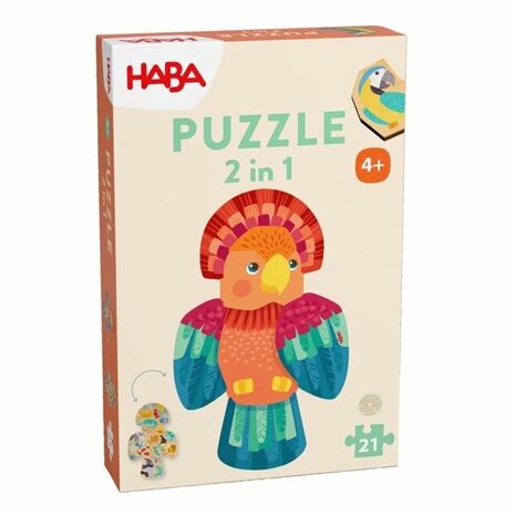 Houten Puzzel 2-in-1 Papegaai (4+) – Educatieve Houten Puzzel van HABA