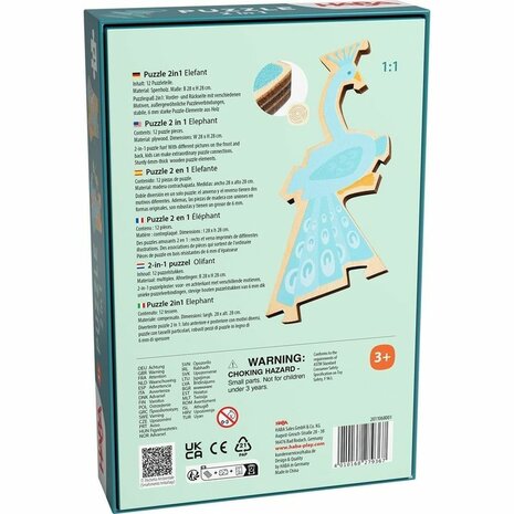 Houten Puzzel 2-in-1 Olifant (3+)  – Educatieve Houten Puzzel van HABA