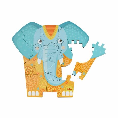 Houten Puzzel 2-in-1 Olifant (3+)  – Educatieve Houten Puzzel van HABA