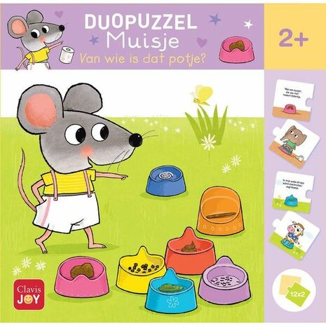 Muisje – Van wie is dat potje? duopuzzel van Clavis – Educatieve puzzel voor kinderen vanaf 2 jaar
