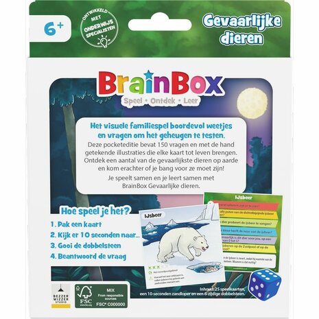Brainbox Pocket – Gevaarlijke Dieren – Educatief geheugenspel van Bezzerwizzer