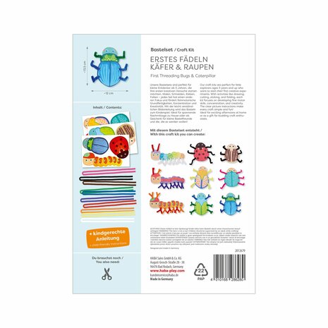 Knutselset - Eerste rijgen: Kevers en rupsen (3+)