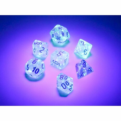 Mini Dobbelstenen Borealis Icicle/Light Blue Polydice (7 stuks)
