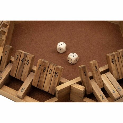 Shut the Box voor 6 spelers – Philos | Houten Dobbelspel