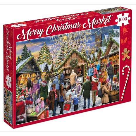 Kerstpuzzel Merry Christmas Market (1000 stukjes) | Tucker's Fun Factory