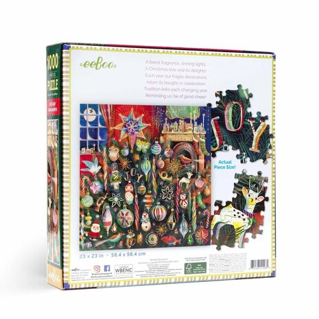 Kerstpuzzel Holiday Ornaments (1000 stukjes) | Eeboo