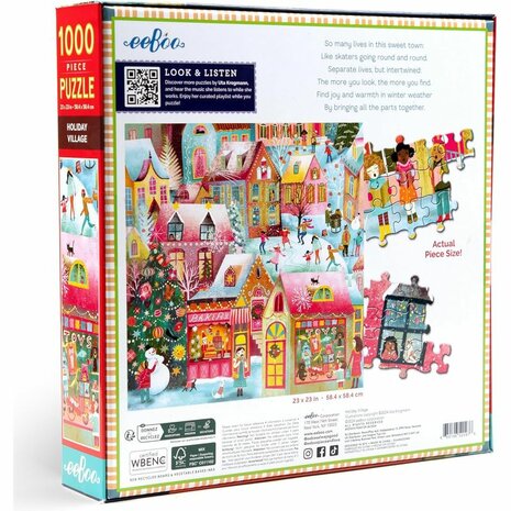 Kerstpuzzel Holiday Village (1000 stukjes) | Eeboo