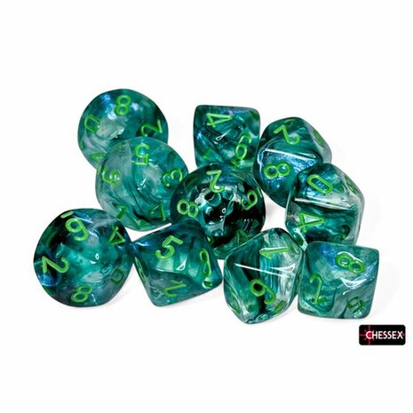 Dobbelstenen D10 - Borealis Luminary Kelp-Light/Green – Chessex