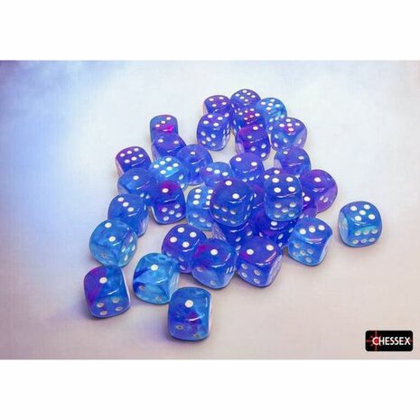 Dobbelstenen D6 (12mm) - Nebula Aura/White (36x) - Chessex